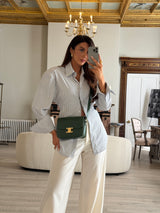 Celine Classique Medium Triomphe Bag In Green Calfskin