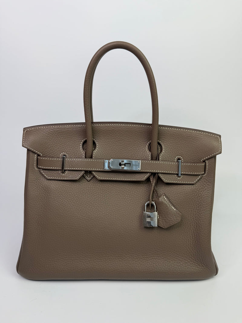 Hermès Birkin 30 In Etoupe Clemence Leather With PHW