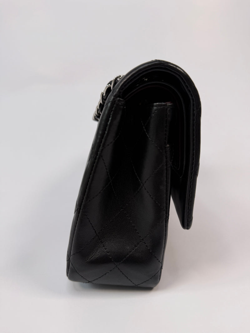 Chanel Medium Classic Double Flap Black Lambskin Leather With SHW