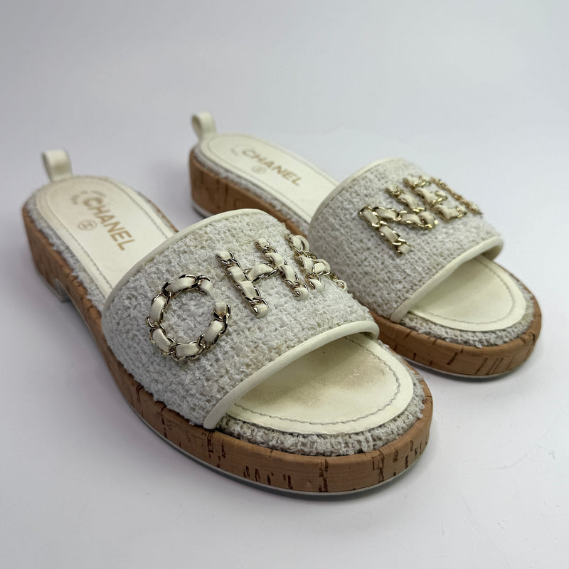 Chanel CC Tweed Mules (Size 40.5/UK7.5)