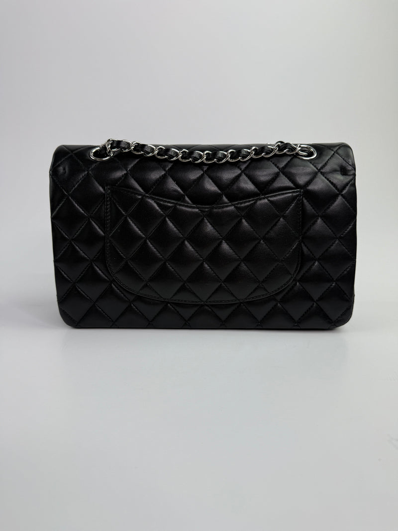 Chanel Medium Classic Double Flap Black Lambskin Leather With SHW