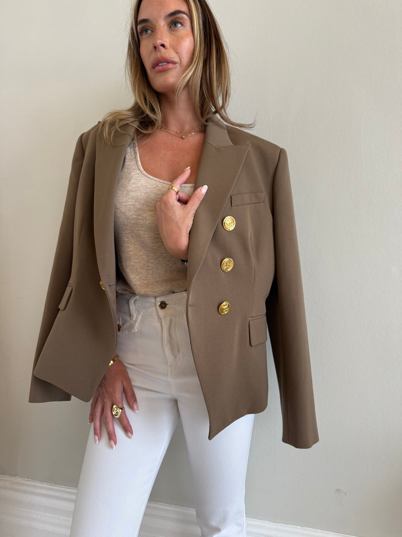 Balmain Khaki Blazer (Size FR46/UK18)