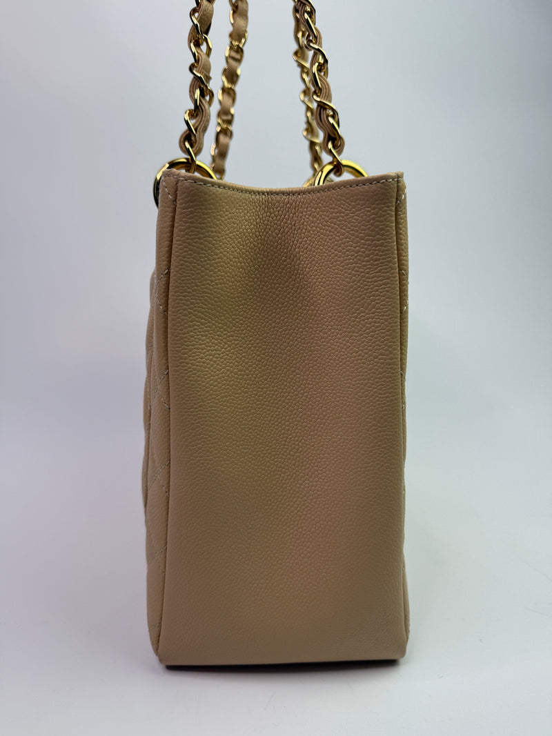 Chanel Grand Shopper Tote In Beige Caviar Leather With GHW