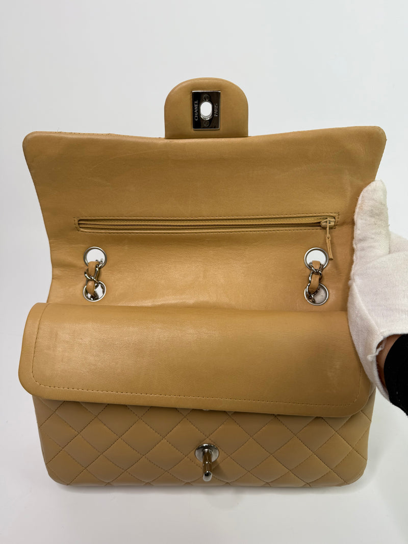 Chanel Medium Classic Double Flap Beige Lambskin With SHW