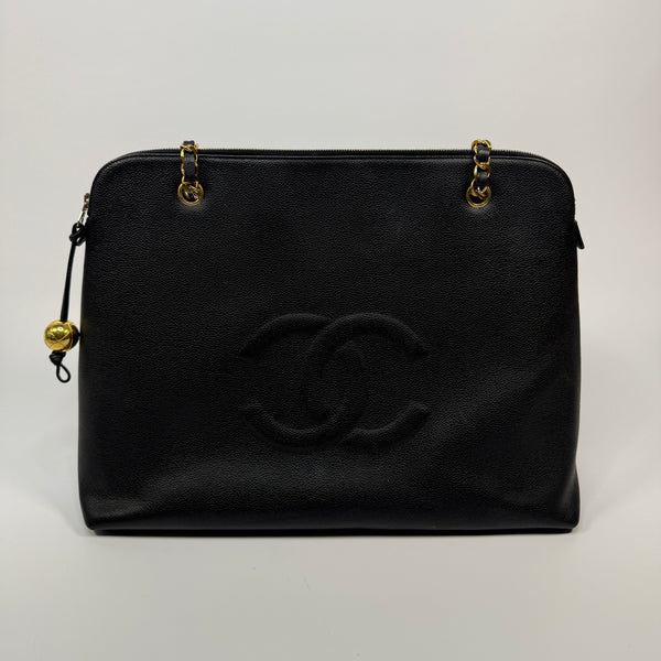 Chanel Vintage Black Caviar Tote Bag