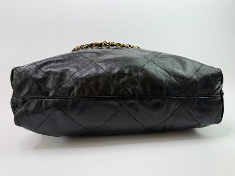 Chanel 22 Large In Black Calfskin Leather With GHW