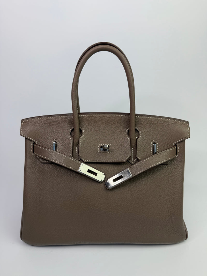 Hermès Birkin 30 In Etoupe Clemence Leather With PHW