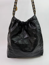 Chanel 22 Large In Black Calfskin Leather With GHW