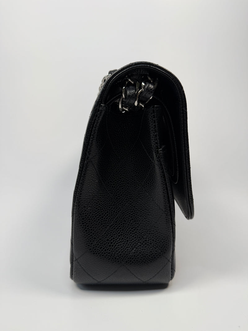 Chanel Black Caviar Leather Jumbo Classic Double Flap SHW