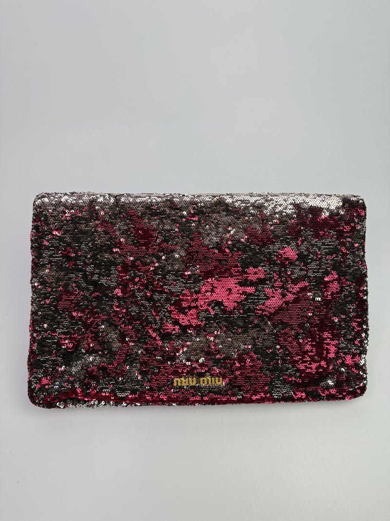 Miu Miu Pink Sequin Clutch