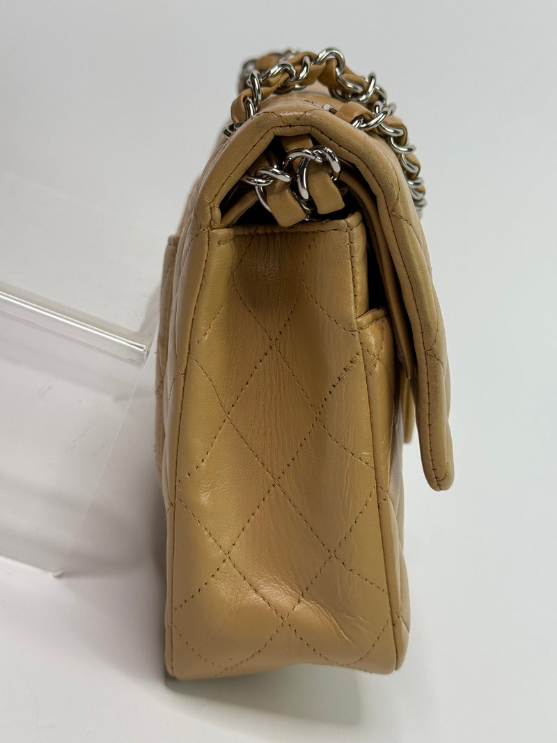 Chanel Medium Classic Double Flap Beige Lambskin With SHW