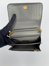 Chanel Boy Square Wallet On Chain In Grey Caviar GHW
