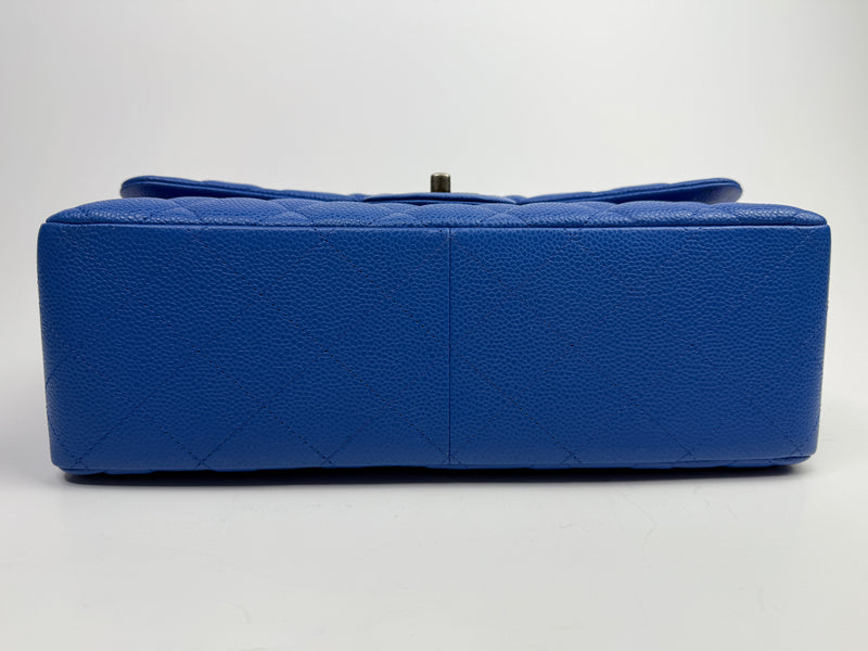 Chanel Jumbo Classic Double Flap In Blue Caviar Leather With RHW
