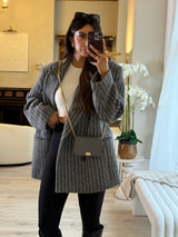 Chanel Boy Square Wallet On Chain In Grey Caviar GHW