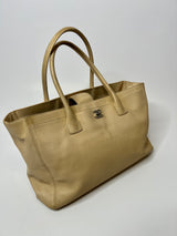 chanel cream leather tote bag