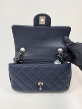 Chanel Mini Rectangle Flap Bag In Navy Lambskin With SHW
