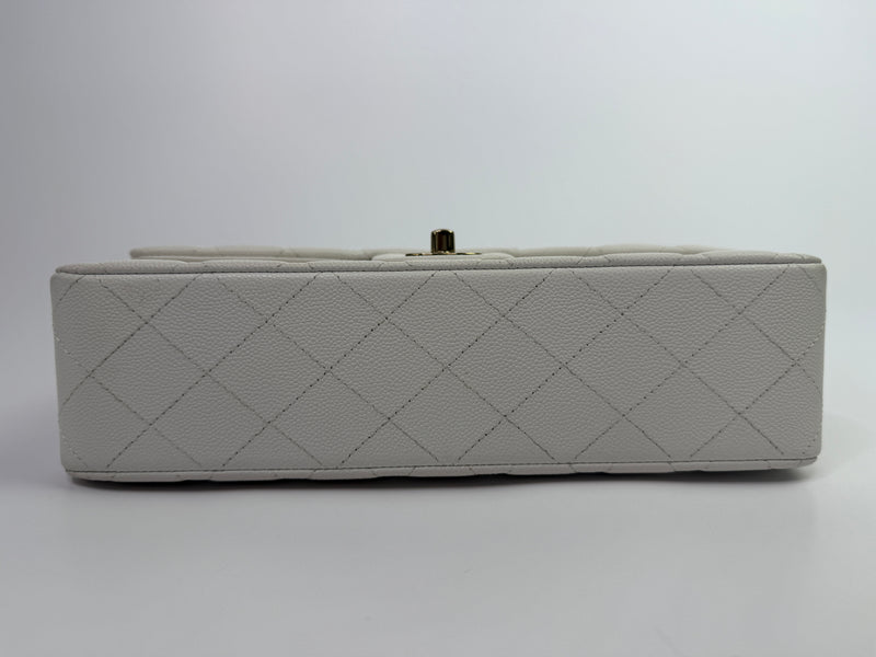 Chanel Medium Classic Double Flap White Caviar Leather With GHW