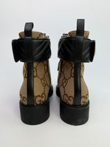 Gucci Logo Plaque Monogram Panelled Ankle Boots (Size 41/UK7)