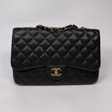 Chanel Classic Jumbo Single Flap In Black Caviar Leather With GHW