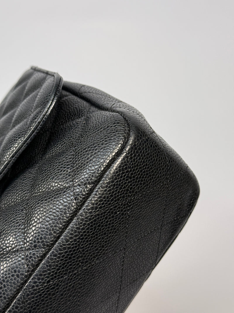 Chanel Classic Jumbo Single Flap In Black Caviar Leather With GHW