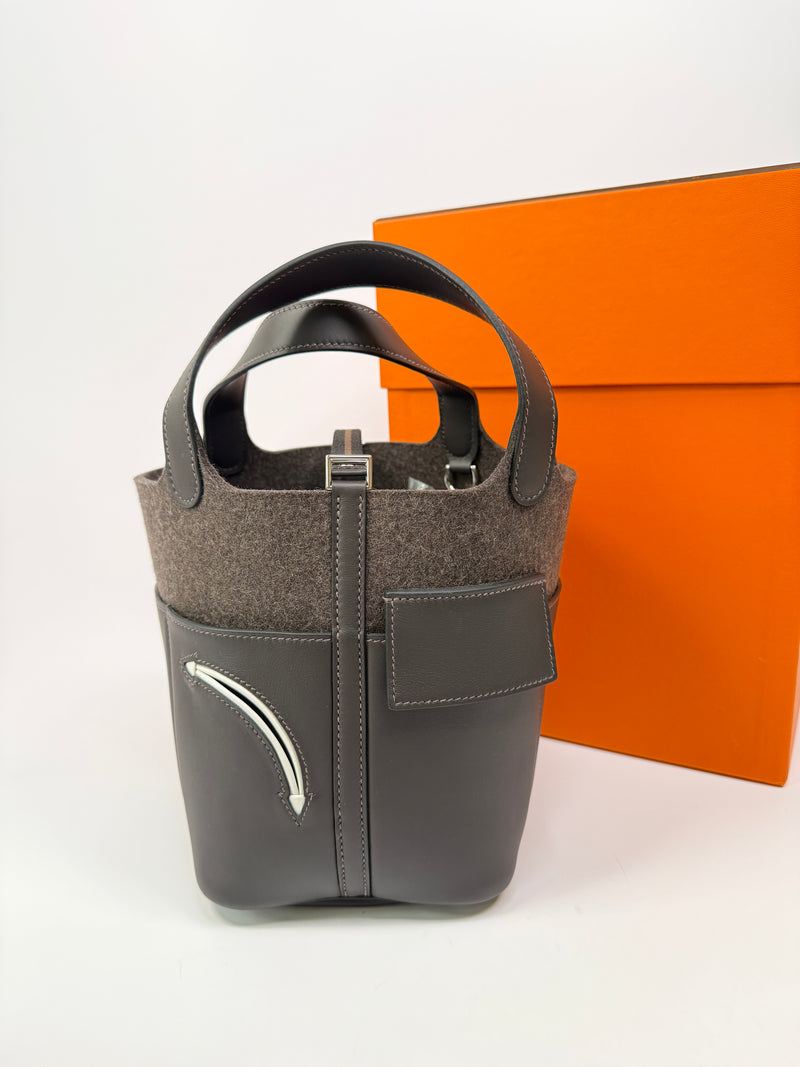 Hermès Picotin 18 Special Edition in Ebene Swift and Gris Wool Felt
