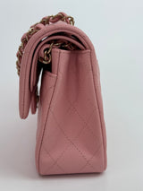 Chanel Small Classic Double Flap In Pink Caviar Leather With GHW