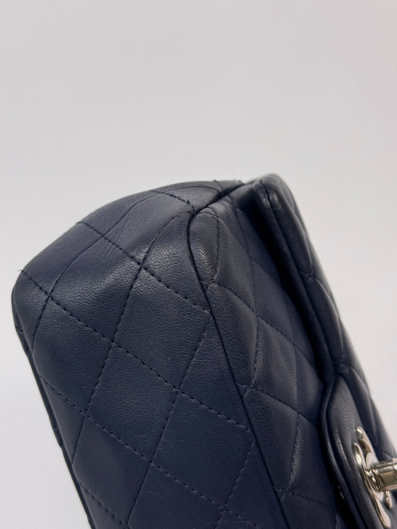 Chanel Mini Rectangle Flap Bag In Navy Lambskin With SHW