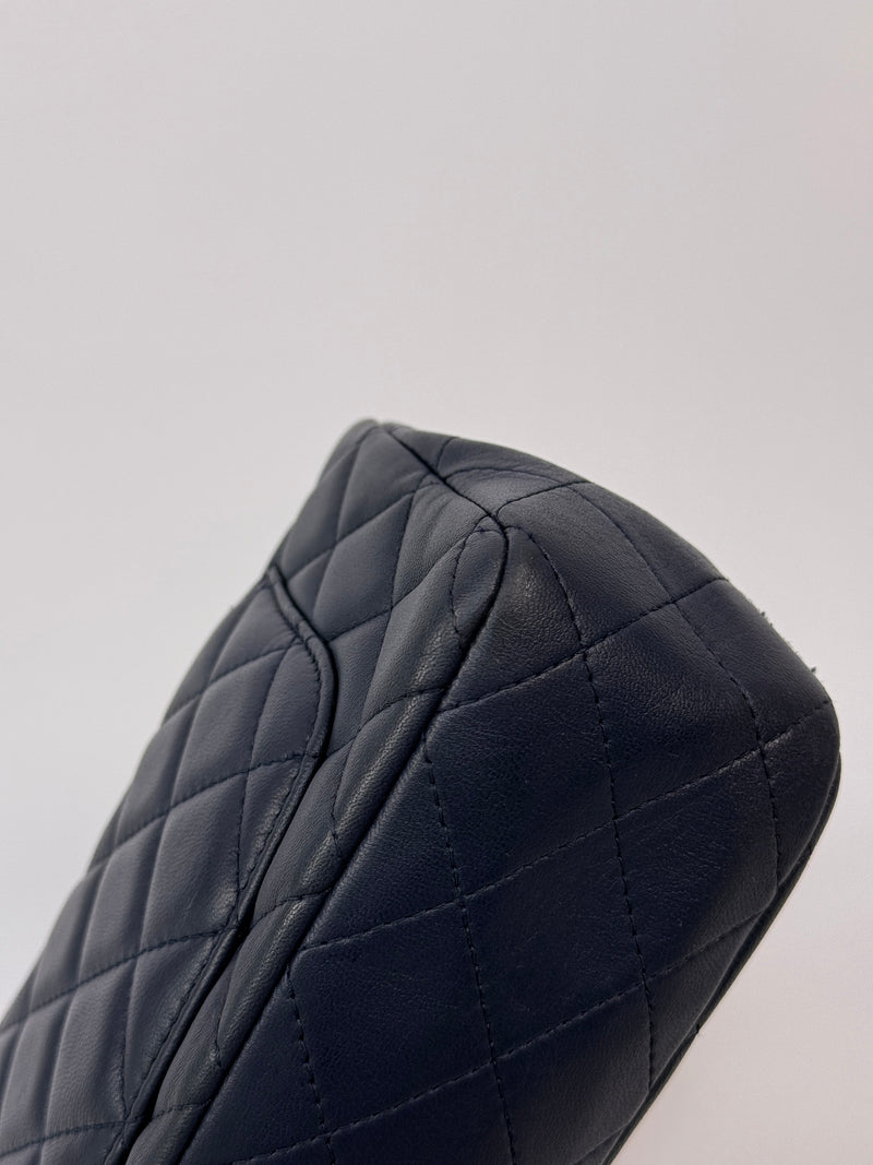 Chanel Mini Rectangle Flap Bag In Navy Lambskin With SHW