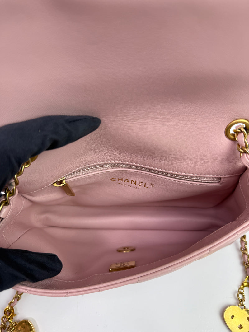Chanel Mini Heart Charms Flap Antique Gold Hardware
