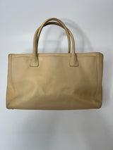 chanel cream leather tote bag