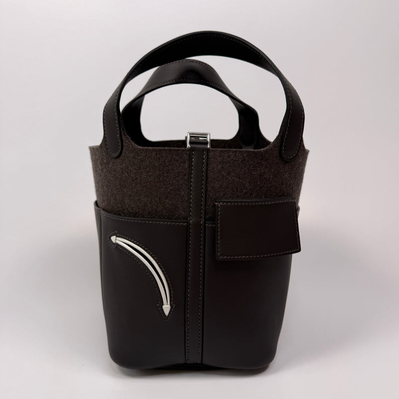 Hermès Picotin 18 Special Edition in Ebene Swift and Gris Wool Felt