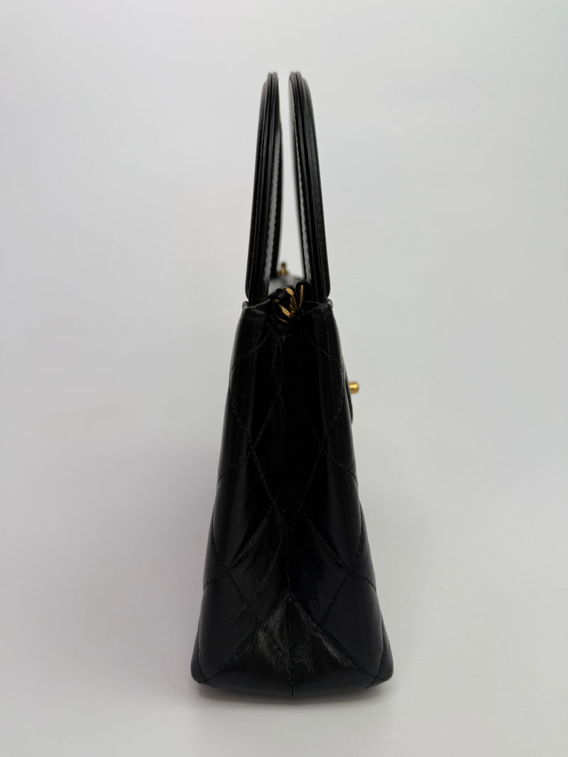 Chanel Mini Kelly Bag In Black Calfskin Leather GHW