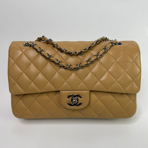 Chanel Medium Classic Double Flap Beige Lambskin With SHW