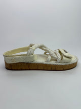 Chanel Ivory Cord And Lambskin Sandals (Size 38/UK5)