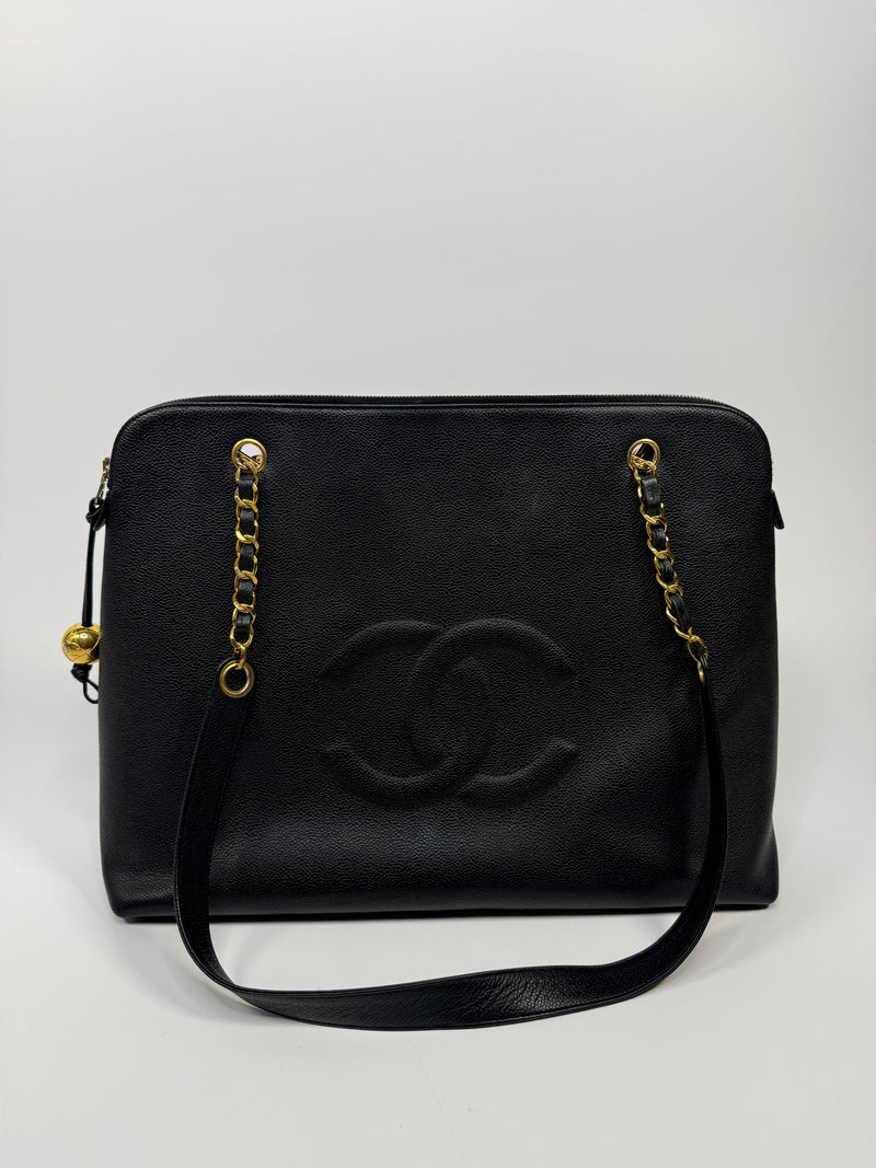 Chanel Vintage Black Caviar Tote Bag