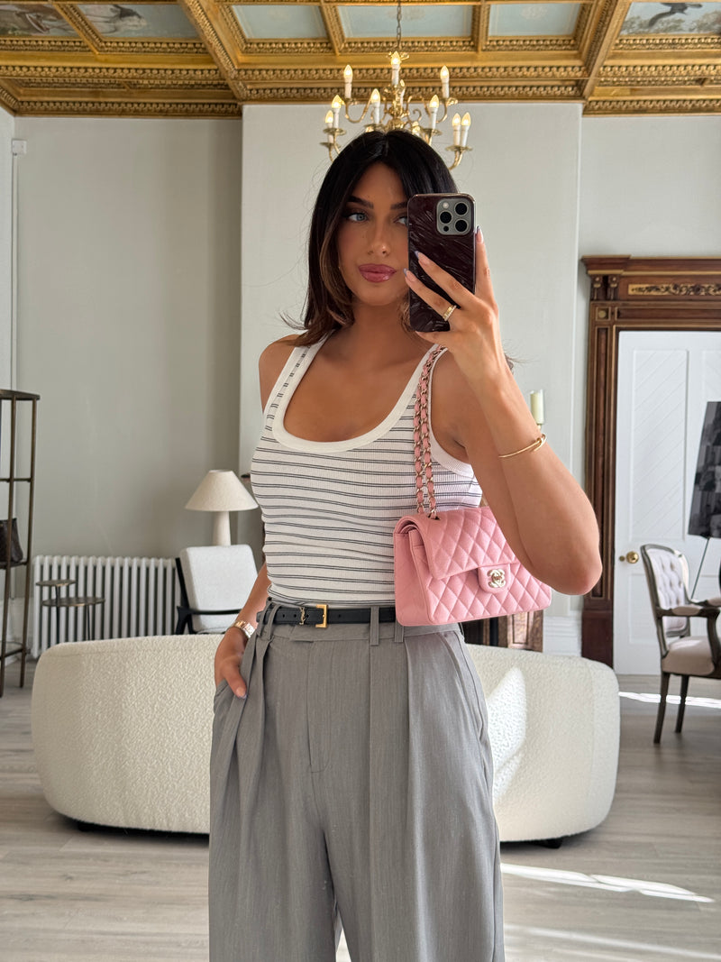 Chanel Small Classic Double Flap In Pink Caviar Leather With GHW