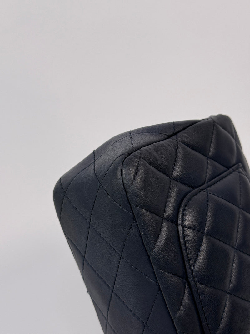Chanel Mini Rectangle Flap Bag In Navy Lambskin With SHW
