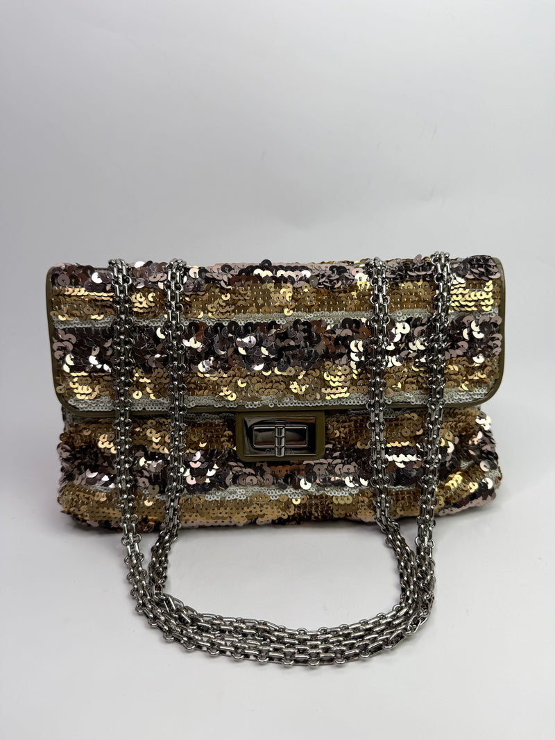 Chanel Sequin Striped Medium Reissue Flap