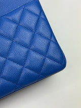 Chanel Jumbo Classic Double Flap In Blue Caviar Leather With RHW
