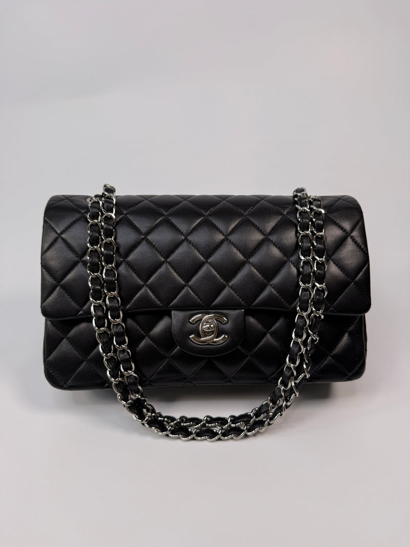 Chanel Medium Classic Double Flap Black Lambskin Leather With SHW