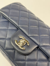 Chanel Mini Rectangle Flap Bag In Navy Lambskin With SHW