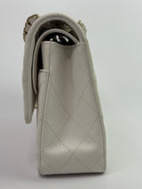 Chanel Medium Classic Double Flap White Caviar Leather With GHW