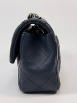 Chanel Mini Rectangle Flap Bag In Navy Lambskin With SHW