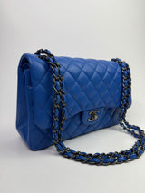 Chanel Jumbo Classic Double Flap In Blue Caviar Leather With RHW