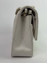 Chanel Medium Classic Double Flap White Caviar Leather With GHW