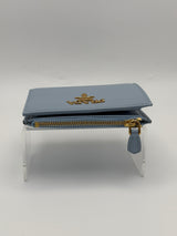 Prada Small Wallet In Pale Blue Saffiano Leather