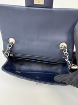Chanel Mini Rectangle Flap Bag In Navy Lambskin With SHW