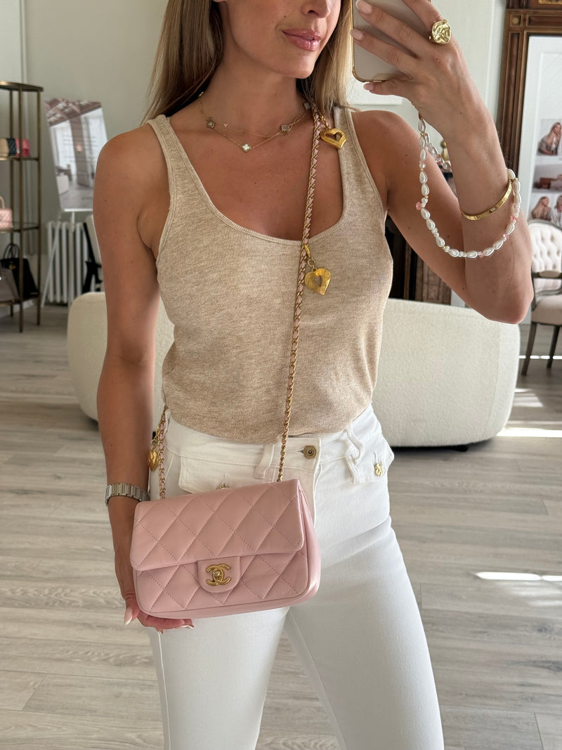 Chanel Mini Heart Charms Flap Antique Gold Hardware