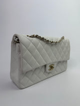 Chanel Medium Classic Double Flap White Caviar Leather With GHW