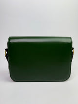 Celine Classique Medium Triomphe Bag In Green Calfskin